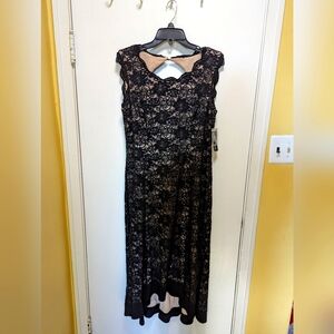 R&M Richards Lace Overlay Evening Dress